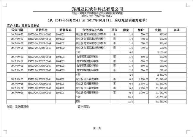 红管家送货单内置有多种打印格式模版(送货单,对账单)